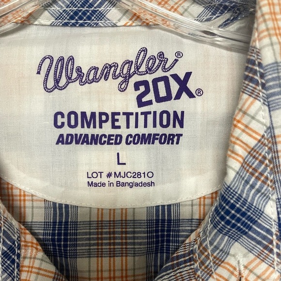 Wrangler 20X Competition Advanced Comfort Plaid Pearl Snap Western Shirt Mens L - Picture 2 of 10